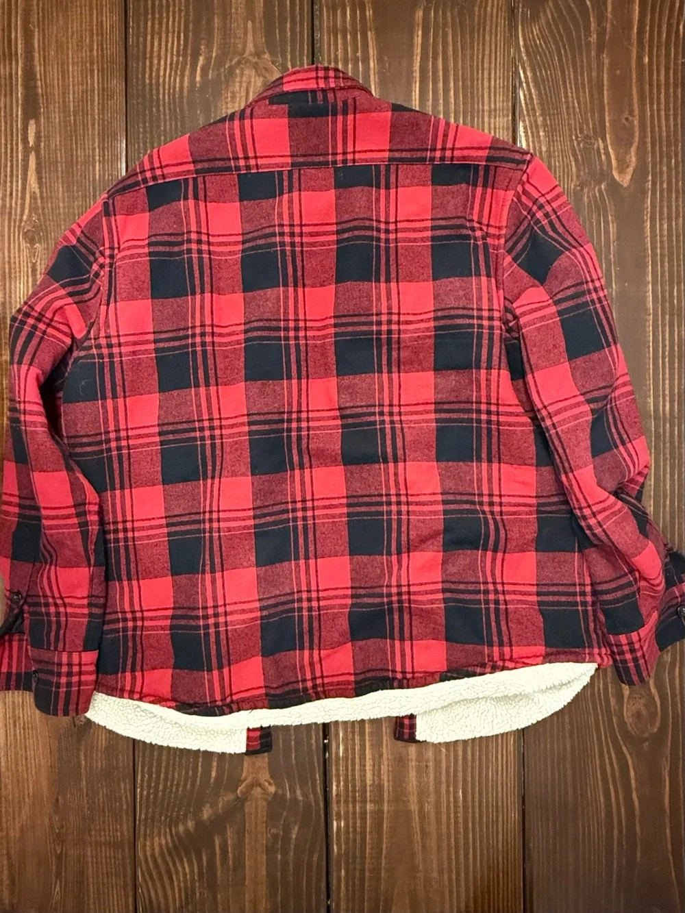 J. Crew Red & Black Plaid Sherpa-Lined Shirt Jacket